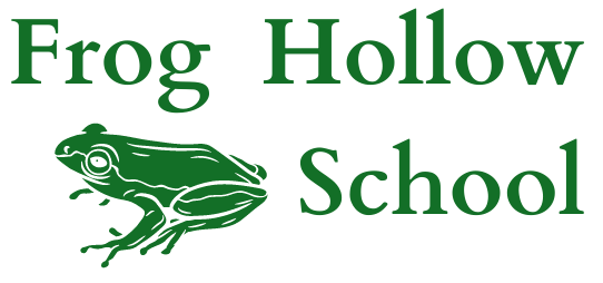 Frog Hollow School with a picture of a green frog